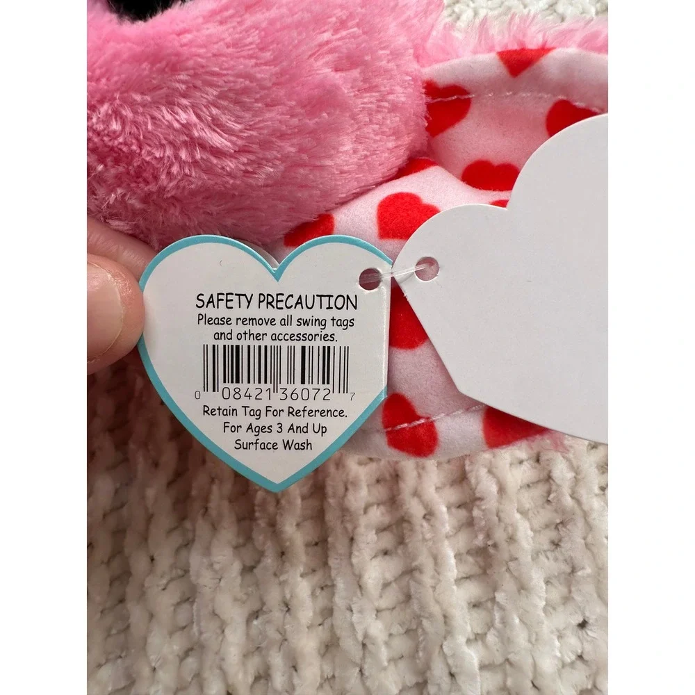 Ty Beanie Boos Tender Elephant Plush Pink Heart Ears 6 inch Stuffed Animal‎ Toy